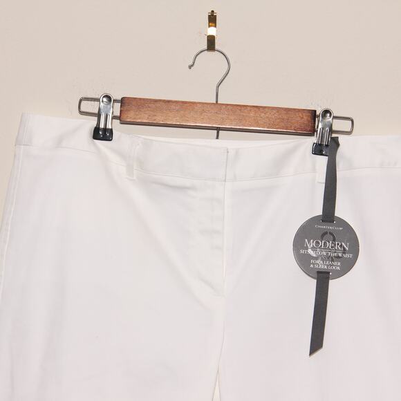 NEW Charter Club White Ankle Pants Size 14 Modern Fit Cotton Blend - Picture 3 of 9